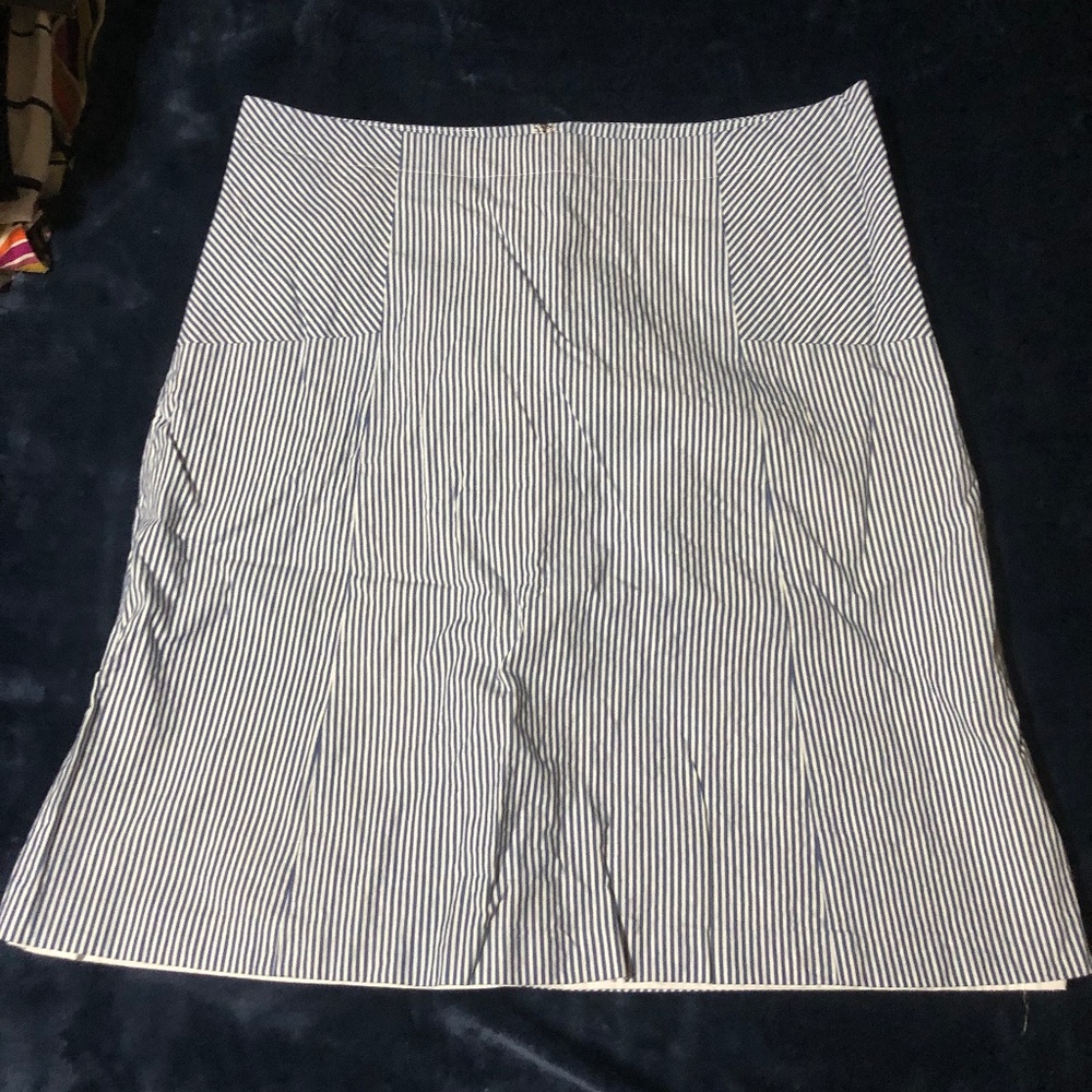 Talbots Navy & White Striped Pencil Skirt - Size 12 - Classic Office Style